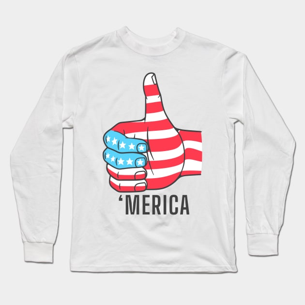 Thumbs Up Merica Long Sleeve T-Shirt by fatbastardshirts